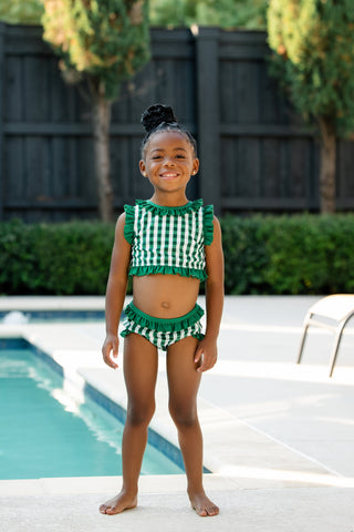 ***PREORDER***Ruffle Bikini - Green Gingham