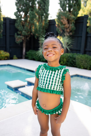***PREORDER***Ruffle Bikini - Green Gingham