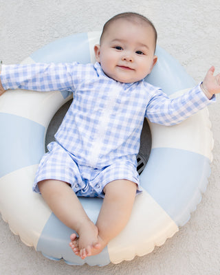 ***PREORDER***One - Piece Baby Swimsuit - Blue Gingham