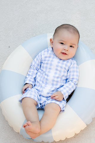 ***PREORDER***One - Piece Baby Swimsuit - Blue Gingham