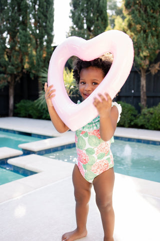 Bow Back Swimsuit - Red Hydrangeas - Sugar Bee Clothing