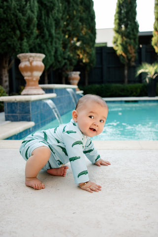 ***PREORDER***One - Piece Baby Swimsuit - Alligator