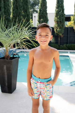***PREORDER***Compression Swim Shorts - Rainbow Fish