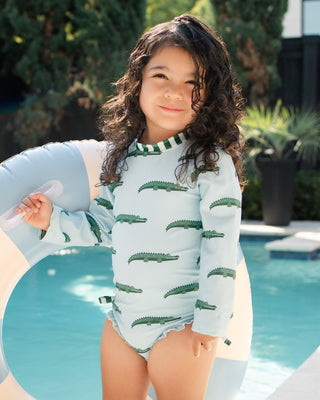 ***PREORDER***Ruffle Bottom Swimsuit - Alligator