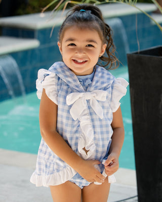 ***PREORDER***Swim Cover Up - Blue Gingham With Bows