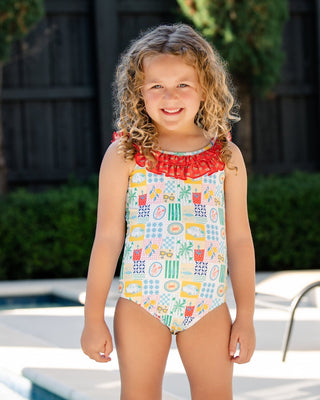 Bow Back Swimsuit - Positano Picnic - Sugar Bee Clothing