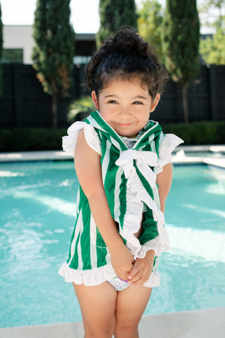 ***PREORDER***Swim Cover Up - Green Cabana Stripe