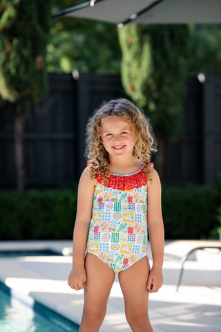 Bow Back Swimsuit - Positano Picnic - Sugar Bee Clothing