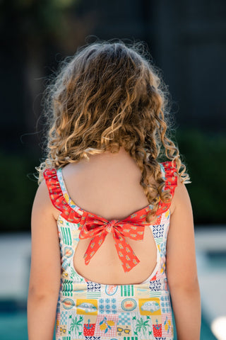 Bow Back Swimsuit - Positano Picnic - Sugar Bee Clothing