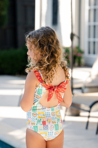 Bow Back Swimsuit - Positano Picnic - Sugar Bee Clothing