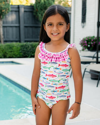 ***PREORDER***Bow Back Swimsuit - Rainbow Fish