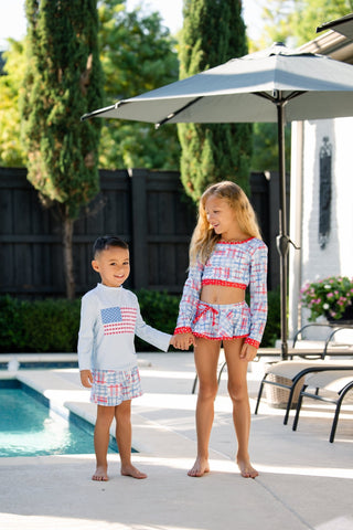 Compression Swim Shorts - Cape Cod Madras - Sugar Bee Clothing