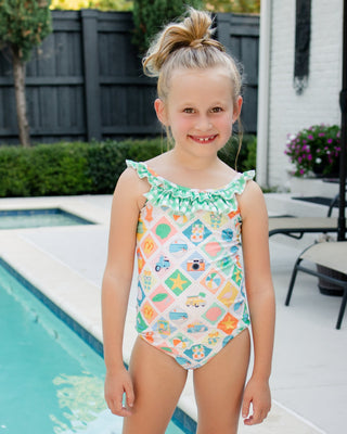 ***PREORDER***Bow Back Swimsuit - Retro Beach Girls