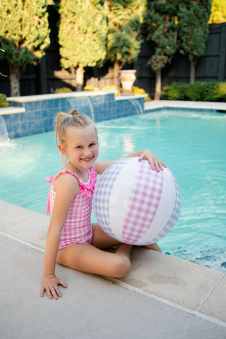 ***PREORDER***Inflatable Beach Ball - Blue/Pink Gingham