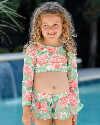 Skirt Bikini - Red Hydrangeas - Sugar Bee Clothing