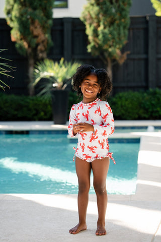 Ruffle Bottom Swimsuit - Crawfish - Sugar Bee Clothing