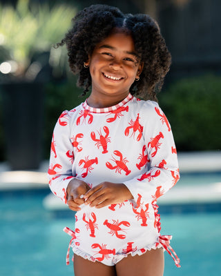Ruffle Bottom Swimsuit - Crawfish - Sugar Bee Clothing