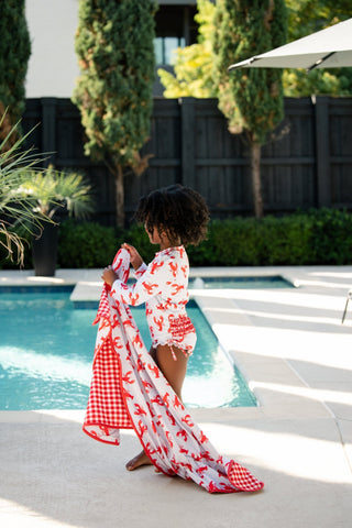 Ruffle Swim Towel - Crawfish - Sugar Bee Clothing