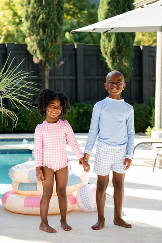 ***PREORDER***Ruffle Bottom Swimsuit - Pink Gingham