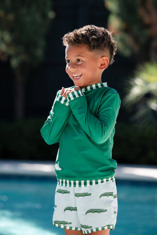 Swim Shorts - Blue Alligator - Sugar Bee Clothing