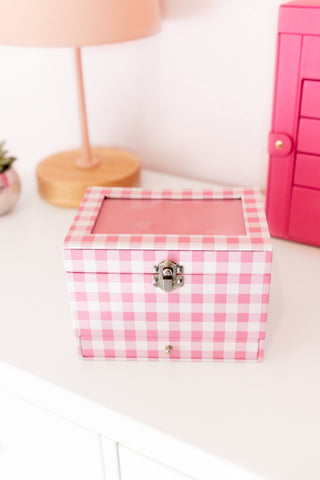 Pink Gingham - Musical Jewelry Box