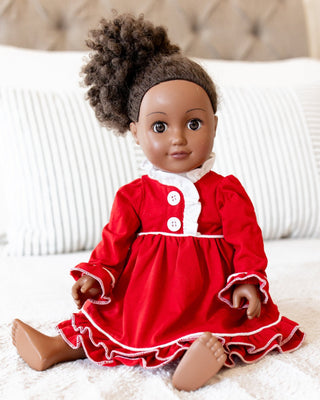****PREORDER***Doll Gown - Ruffle Nightgown Red Holiday - Sugar Bee Clothing
