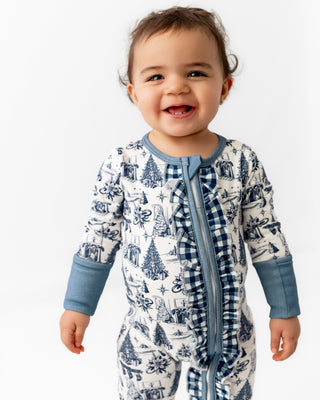 Organic Cotton Ruffle Zippy Pajamas - Timeless Toile
