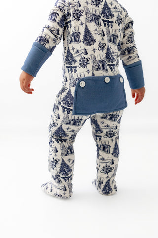 Organic Cotton Ruffle Zippy Pajamas - Timeless Toile