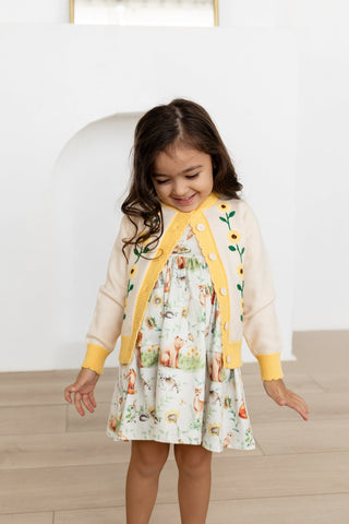 Knitted Cardigan - Sunflowers - Sugar Bee Clothing