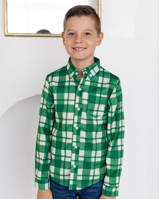 Boys Fall Plaid Long Sleeve Button Down