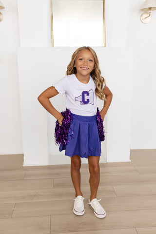 2-Piece Scalloped Tee and Skort Set - Purple Dot - Sugar Bee Clothing