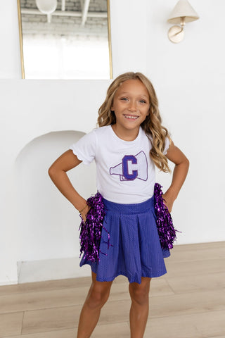2-Piece Scalloped Tee and Skort Set - Purple Dot - Sugar Bee Clothing