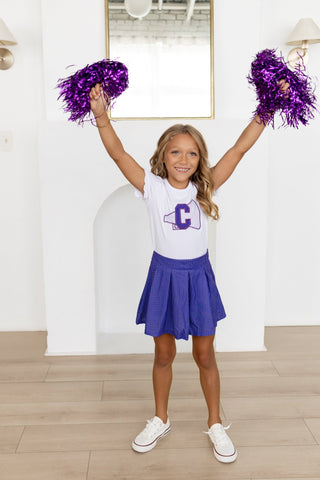 2-Piece Scalloped Tee and Skort Set - Purple Dot - Sugar Bee Clothing