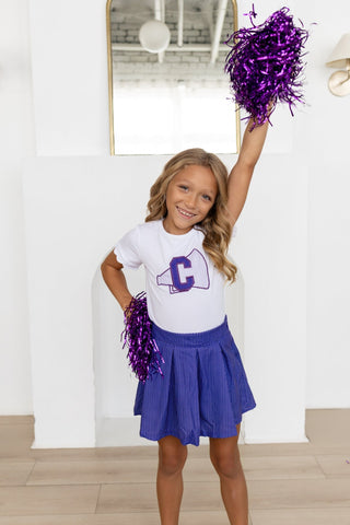 2-Piece Scalloped Tee and Skort Set - Purple Dot - Sugar Bee Clothing