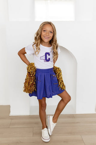 2-Piece Scalloped Tee and Skort Set - Purple Dot - Sugar Bee Clothing