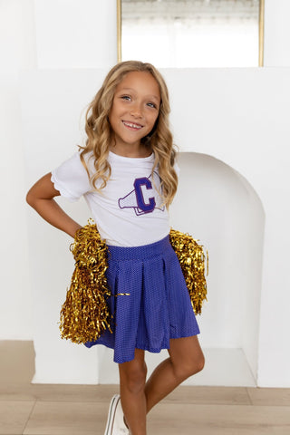 2-Piece Scalloped Tee and Skort Set - Purple Dot - Sugar Bee Clothing