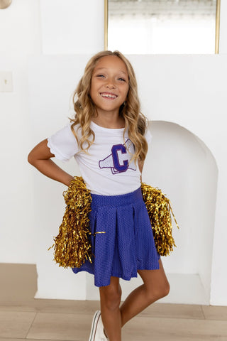 2-Piece Scalloped Tee and Skort Set - Purple Dot - Sugar Bee Clothing