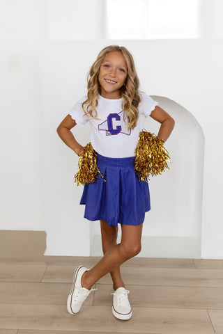 2-Piece Scalloped Tee and Skort Set - Purple Dot - Sugar Bee Clothing