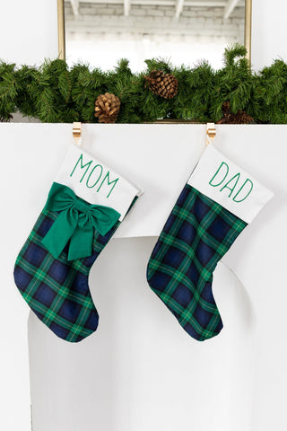 Bow Christmas Stocking - Traditions In Tartan - Sugar Bee Clothing