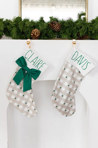 Bow Christmas Stocking - Holiday Gingham - Sugar Bee Clothing