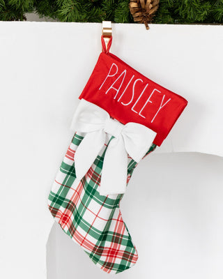 Bow Christmas Stocking - Christmas Plaid - Sugar Bee Clothing