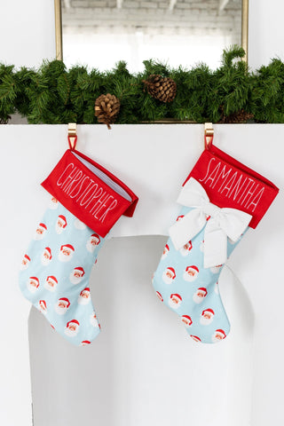 Bow Christmas Stocking - Vintage Santa - Sugar Bee Clothing