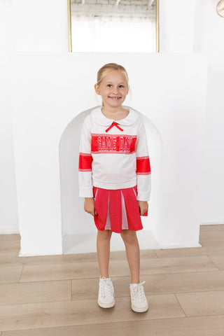 2-Piece Long Sleeve Game Day and Skort Set - Red Dot - Sugar Bee Clothing
