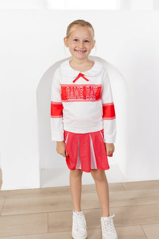 2-Piece Long Sleeve Game Day and Skort Set - Red Dot - Sugar Bee Clothing