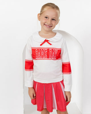 2-Piece Long Sleeve Game Day and Skort Set - Red Dot - Sugar Bee Clothing