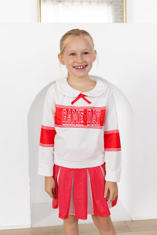 2-Piece Long Sleeve Game Day and Skort Set - Red Dot - Sugar Bee Clothing