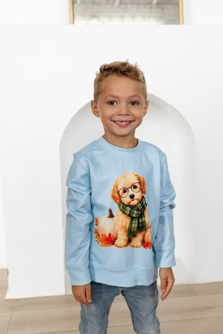 Boys Fall Puppy Lightweight Sweater - Sugar Bee Clothing