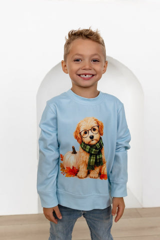 Boys Fall Puppy Lightweight Sweater - Sugar Bee Clothing
