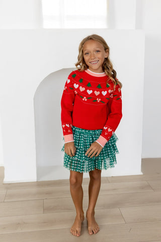 Veronica Ruffle Tier Skirt - Holiday Gingham - Sugar Bee Clothing