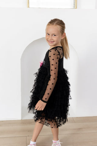 Girls Halloween Cat Mesh Ruffle Tutu Dress - Sugar Bee Clothing